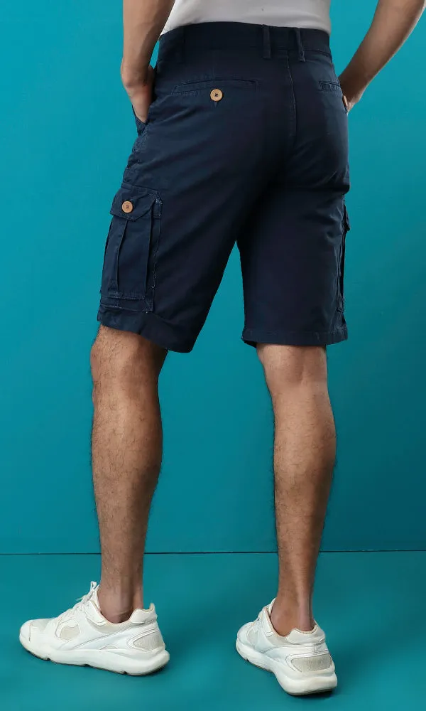 27117 Casual Side Pockets Comfy Short - Dark Navy Blue