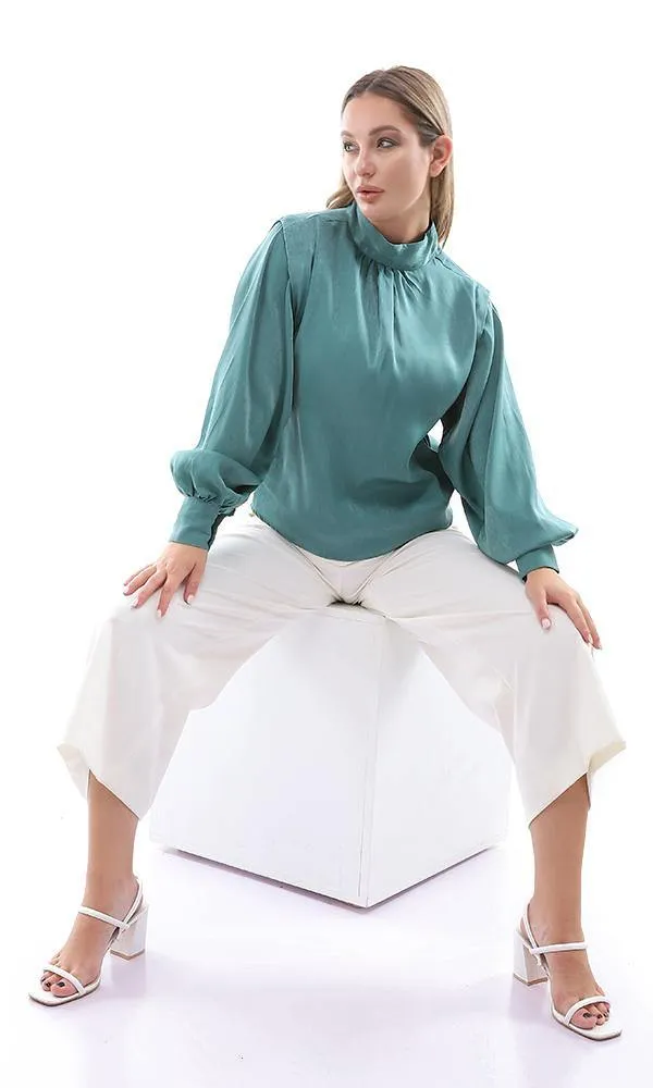 95439 Dolman Long Sleeves Emerlad Green Blouse