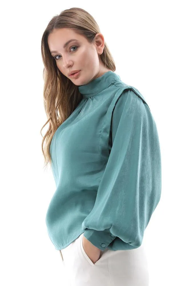95439 Dolman Long Sleeves Emerlad Green Blouse