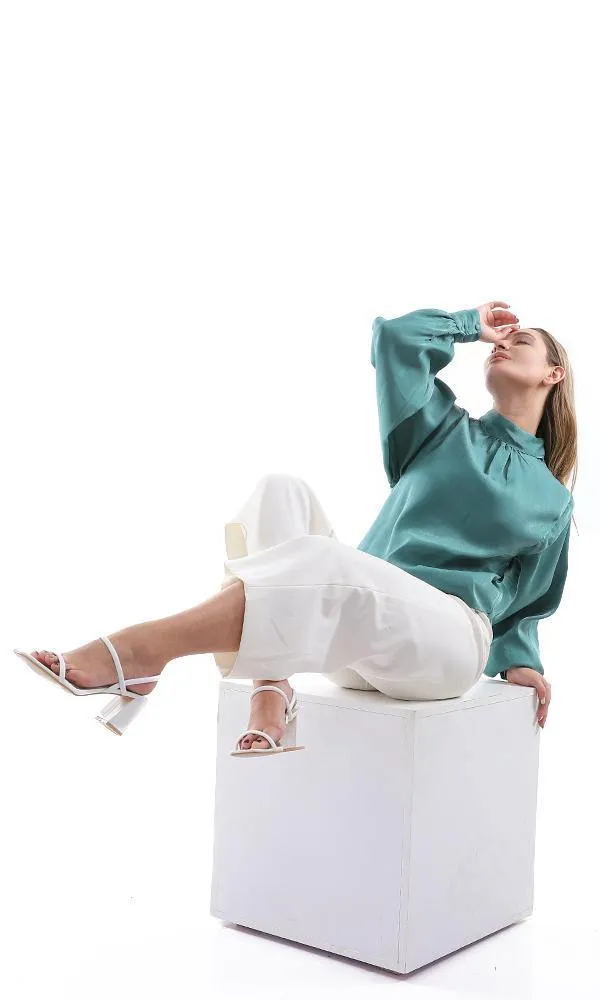 95439 Dolman Long Sleeves Emerlad Green Blouse
