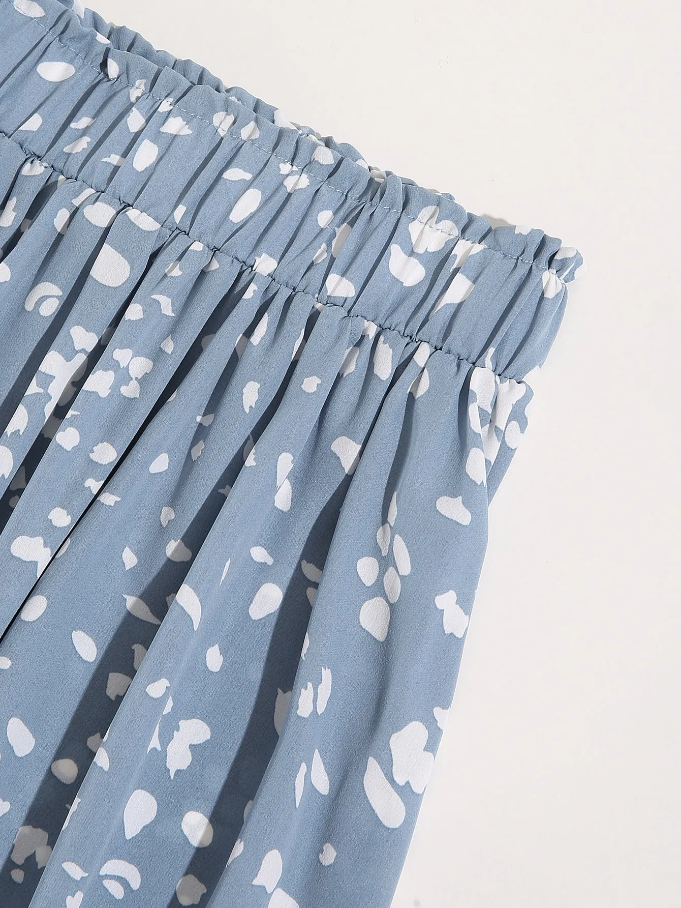 All Over Print Frill Midi Plus Size Skirt