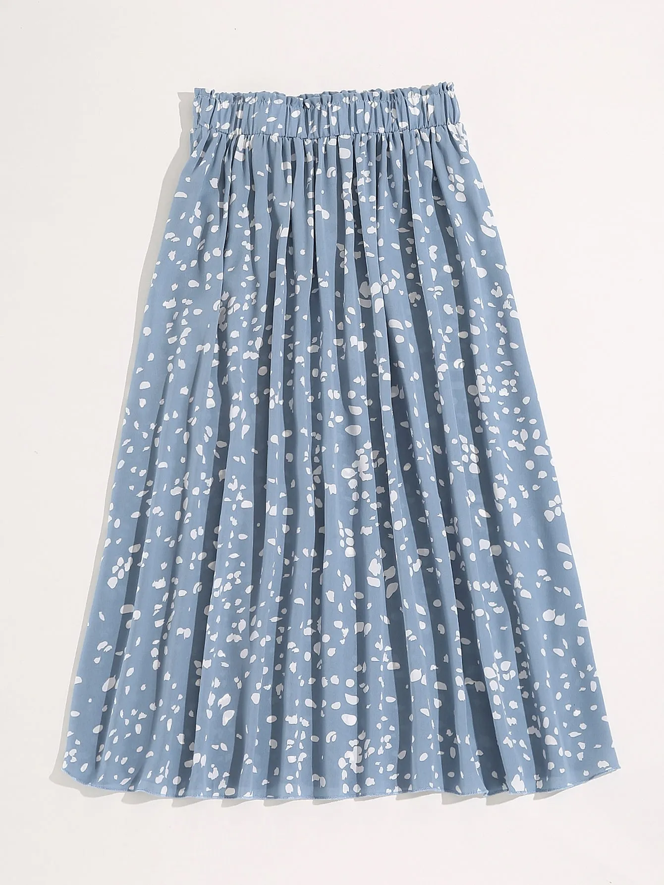 All Over Print Frill Midi Plus Size Skirt