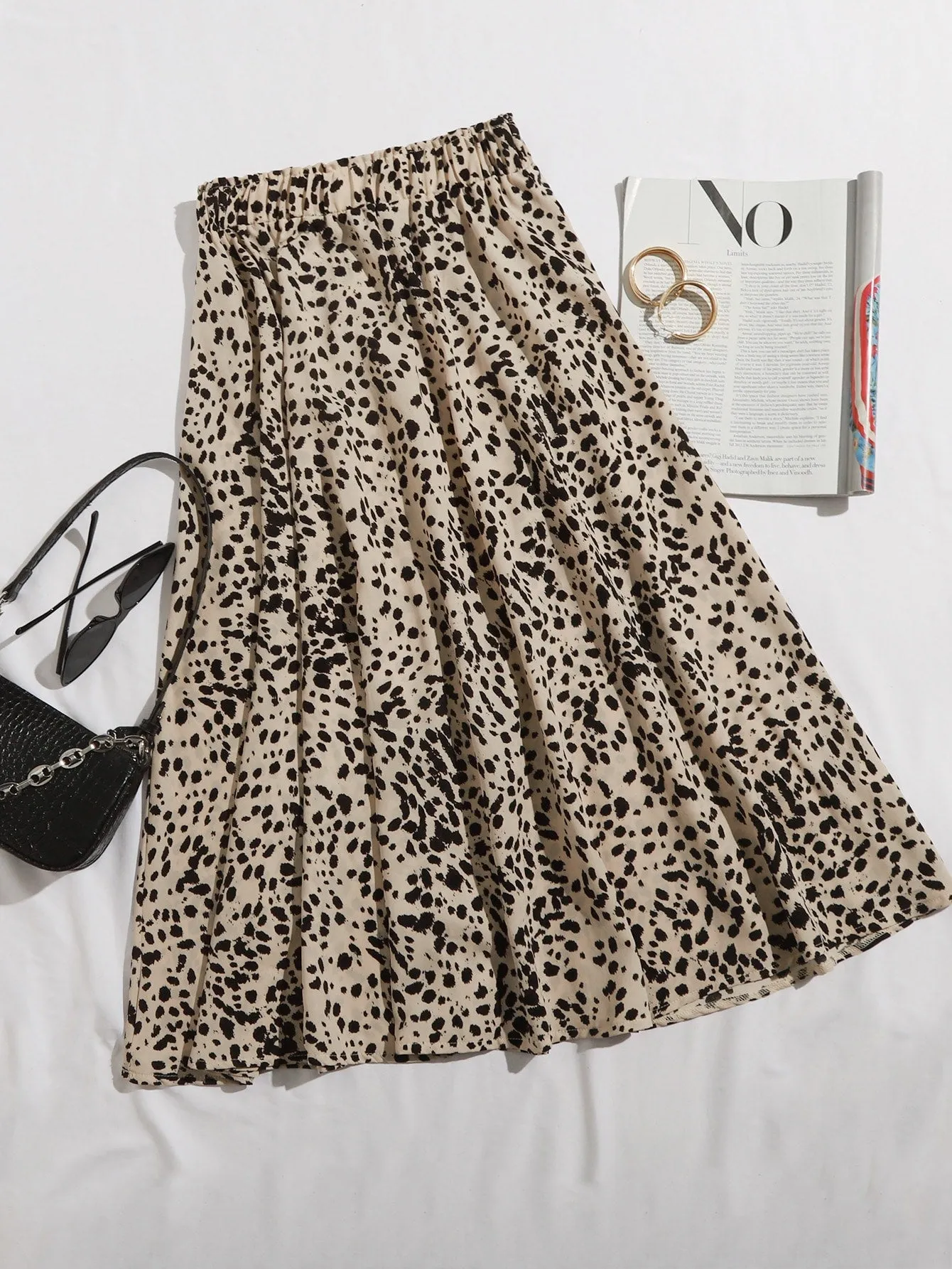All Over Print Midi Plus Size Skirts