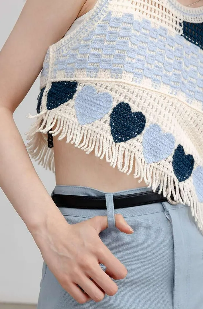 Asymmetric Color Block Sleeveless Knit Top