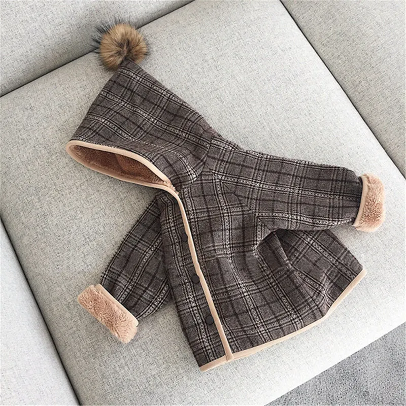 Autumn Winter Jacket Coat Kids Warm Lambswool Thick Hooded Children Outerwear Coat Toddler