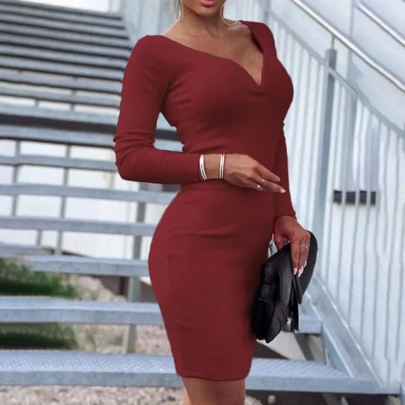 Autumn Winter Temperament Mid-length Dress Professional Dress
