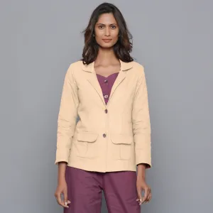 Beige Slim Fit Warm Cotton Flannel Blazer