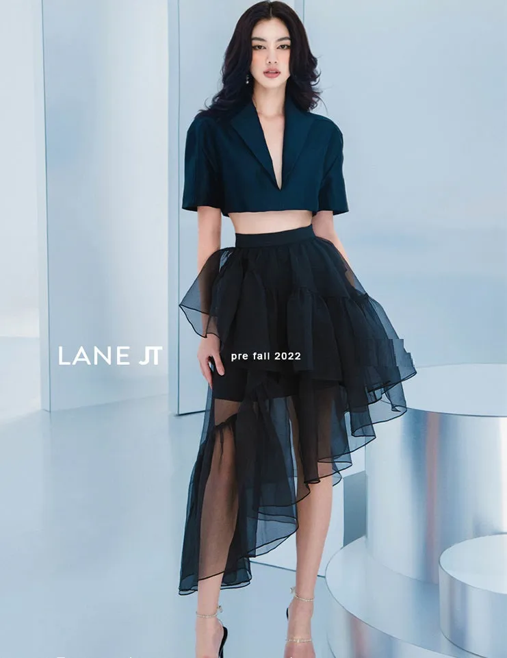 Black Autumn new solid color upper and lower suits suits waist suits- Cilia