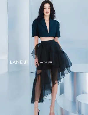 Black Autumn new solid color upper and lower suits suits waist suits- Cilia