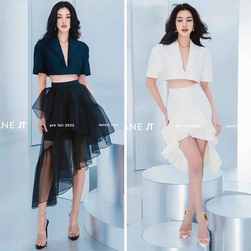 Black Autumn new solid color upper and lower suits suits waist suits- Cilia
