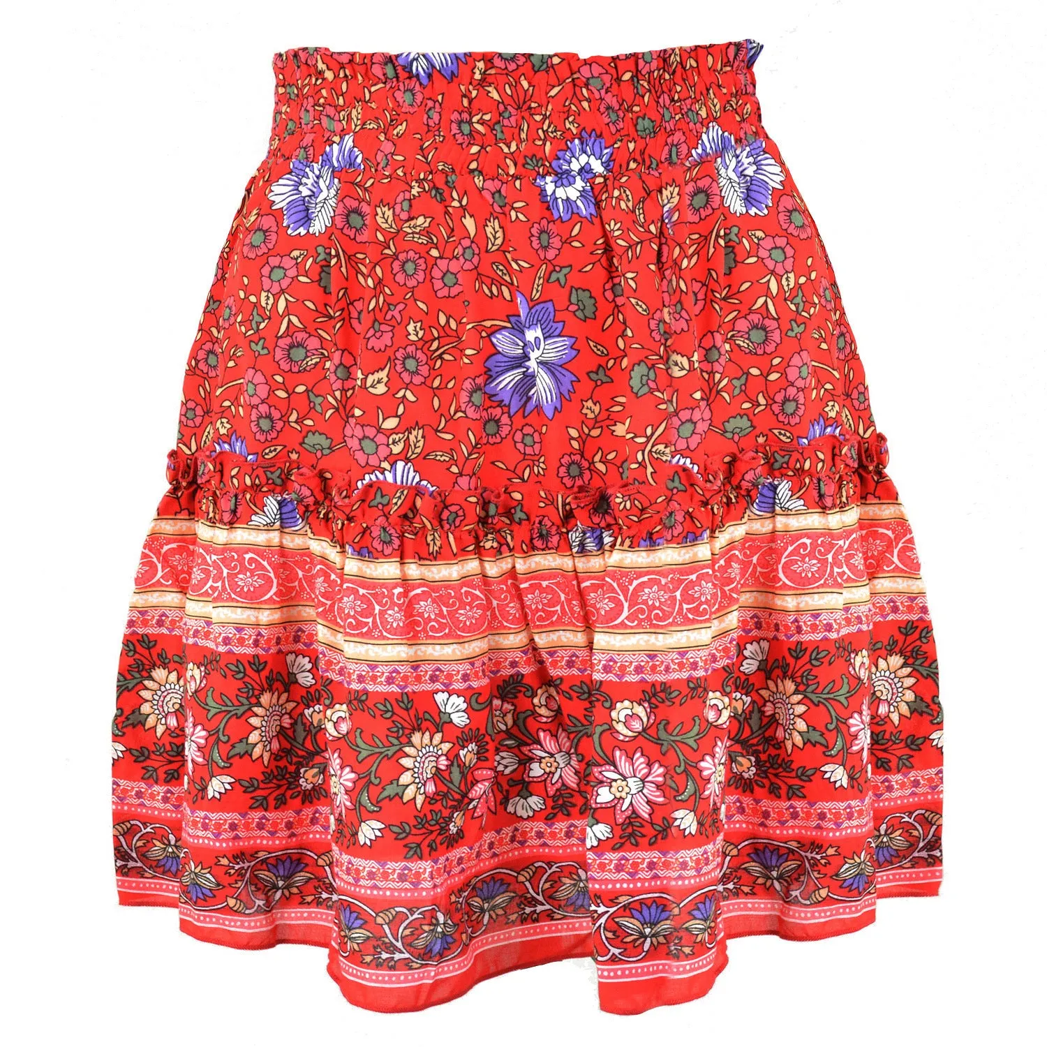 Bohemian High Waist Ruffle Skirt