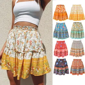 Bohemian High Waist Ruffle Skirt