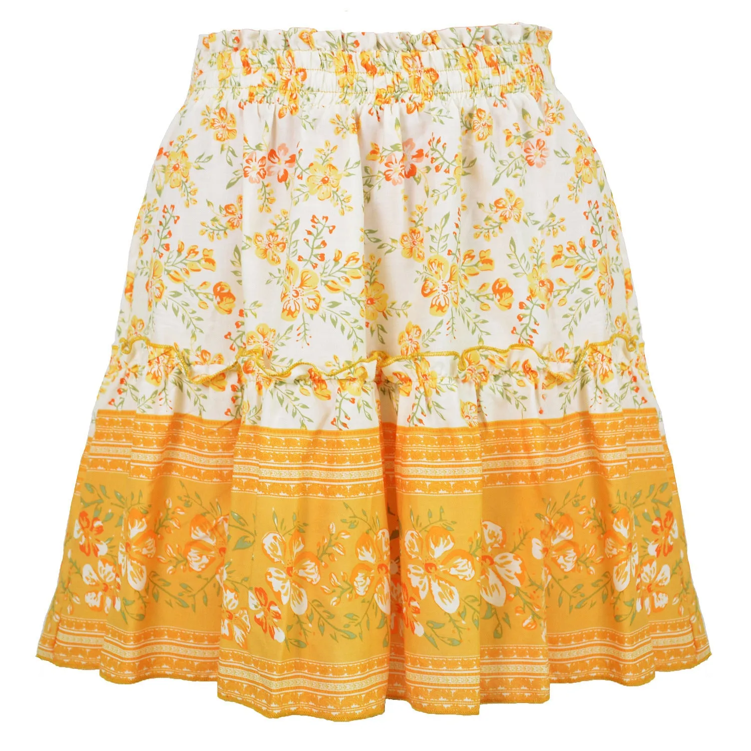 Bohemian High Waist Ruffle Skirt