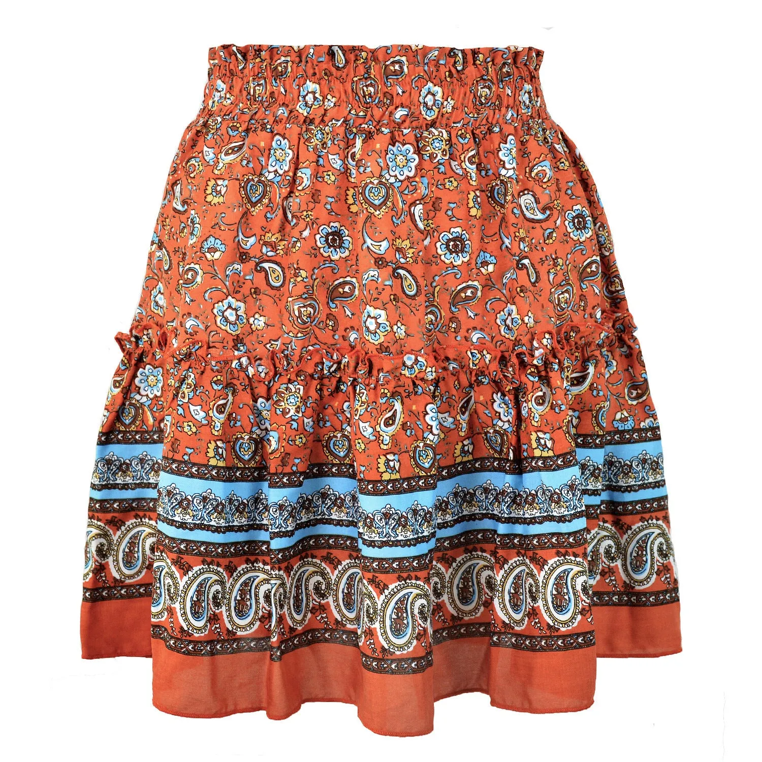 Bohemian High Waist Ruffle Skirt