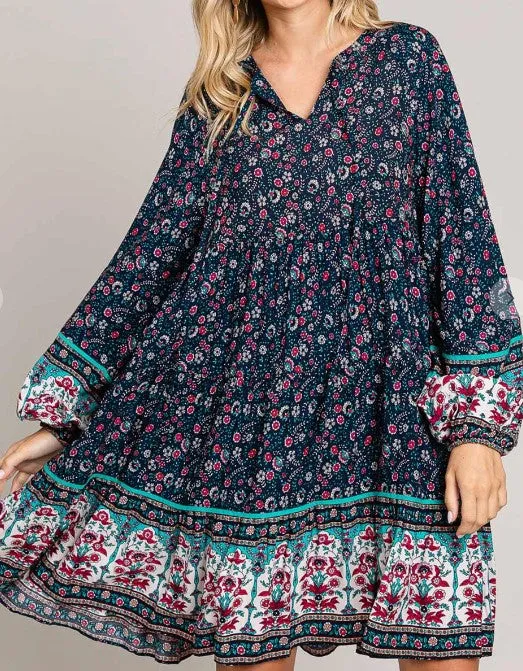 BOHO HIPPIE SWING OVERSIZED DRESS IN NAVY ----------SALE
