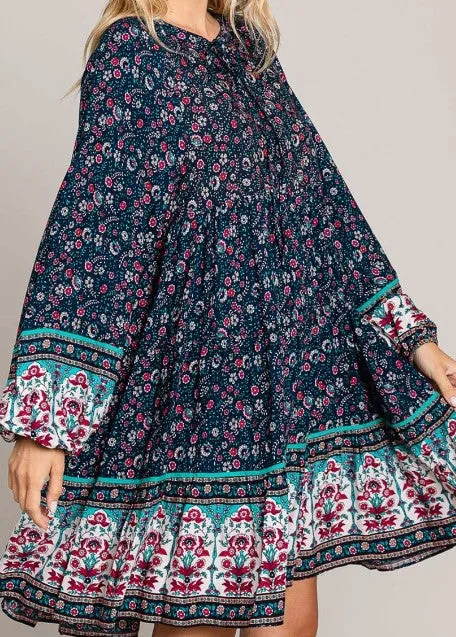 BOHO HIPPIE SWING OVERSIZED DRESS IN NAVY ----------SALE