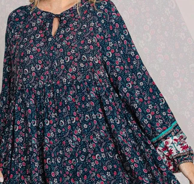 BOHO HIPPIE SWING OVERSIZED DRESS IN NAVY ----------SALE