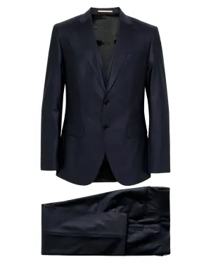 Boss Single-Breasted Virgin Wool Blend Suit - Navy