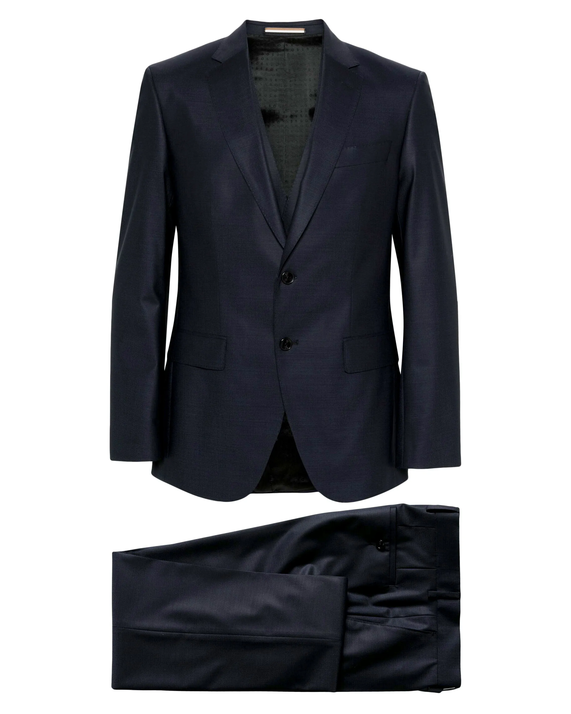 Boss Single-Breasted Virgin Wool Blend Suit - Navy