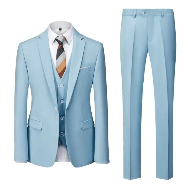 BRADLEY VIP SUITS Men's Fashion Formal Business & Special Events Wear 3 Piece Suit for Business Meetings Job Interviews Church Services Suits (Jacket   Pants   Vest) Blue Teal Suit Set