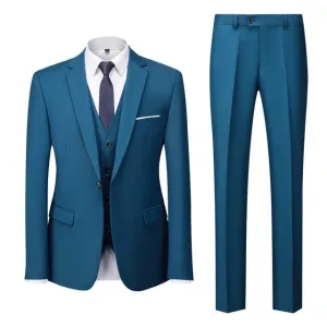 BRADLEY VIP SUITS Men's Fashion Formal Business & Special Events Wear 3 Piece Suit for Business Meetings Job Interviews Church Services Suits (Jacket   Pants   Vest) Blue Teal Suit Set