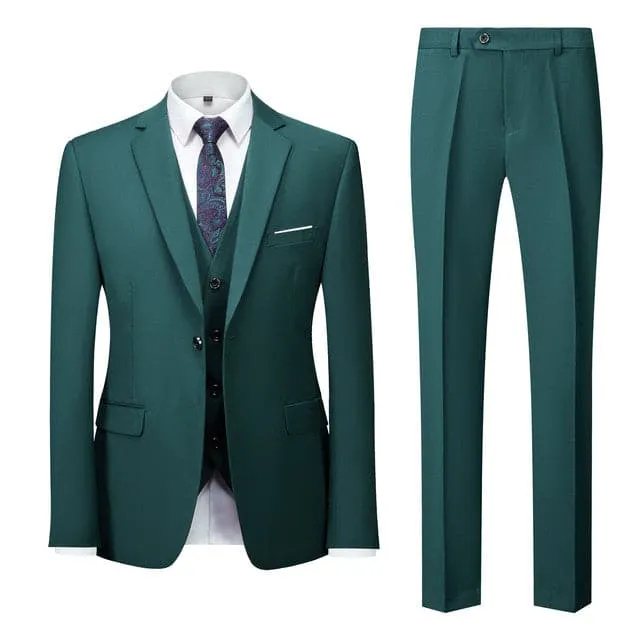 BRADLEY VIP SUITS Men's Fashion Formal Business & Special Events Wear 3 Piece Suit for Business Meetings Job Interviews Church Services Suits (Jacket   Pants   Vest) Blue Teal Suit Set