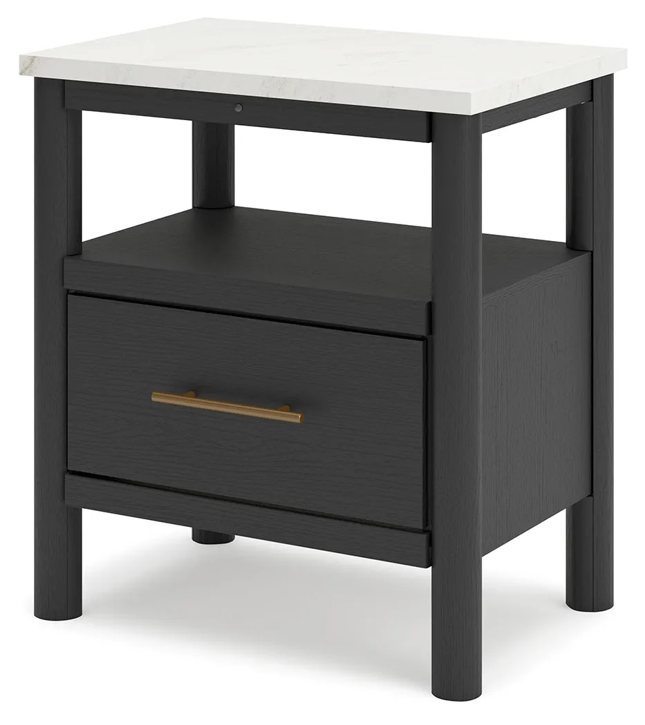 Cadmori Queen Upholstered Bed with 2 Nightstands in Black