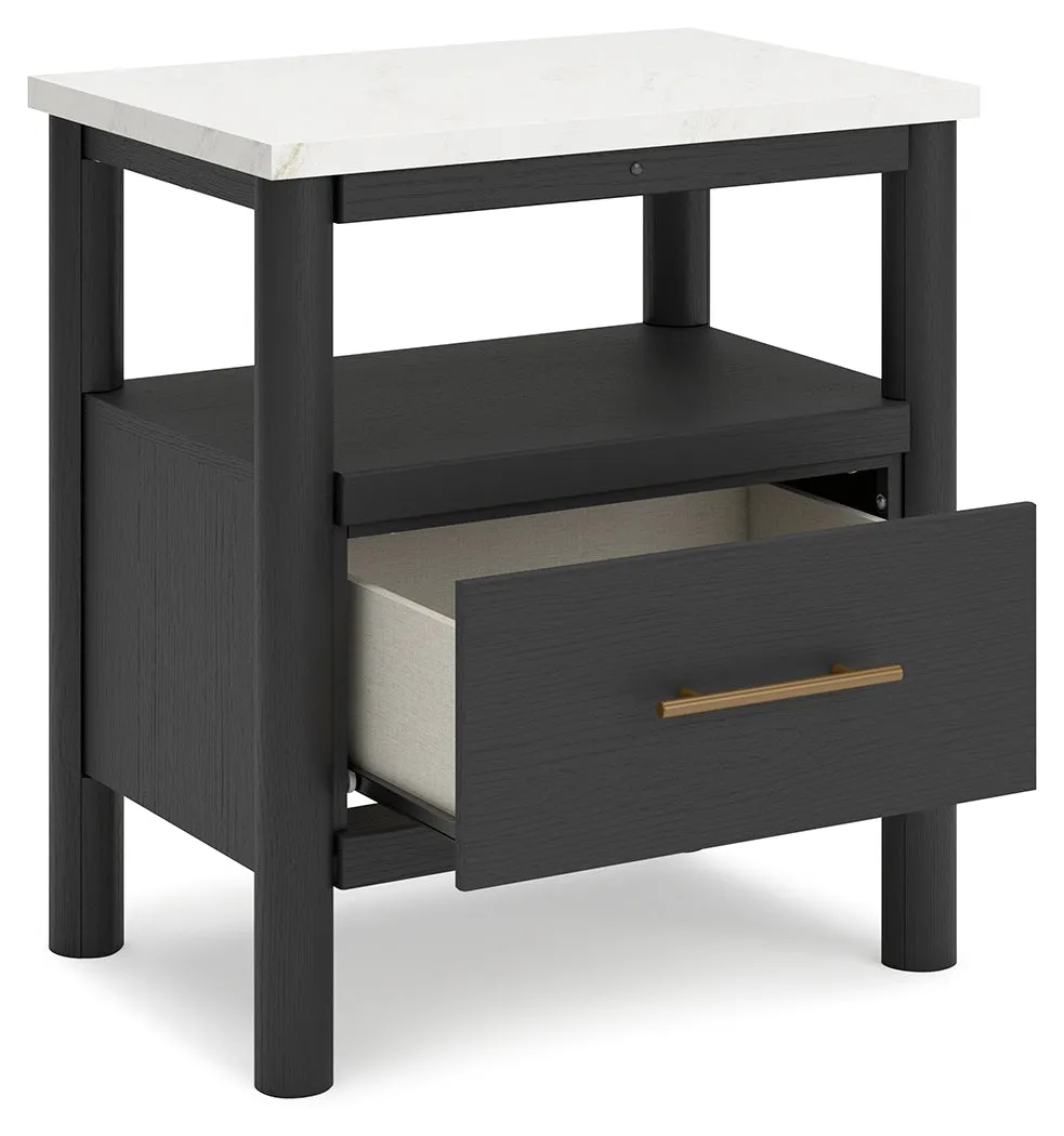Cadmori Queen Upholstered Bed with 2 Nightstands in Black