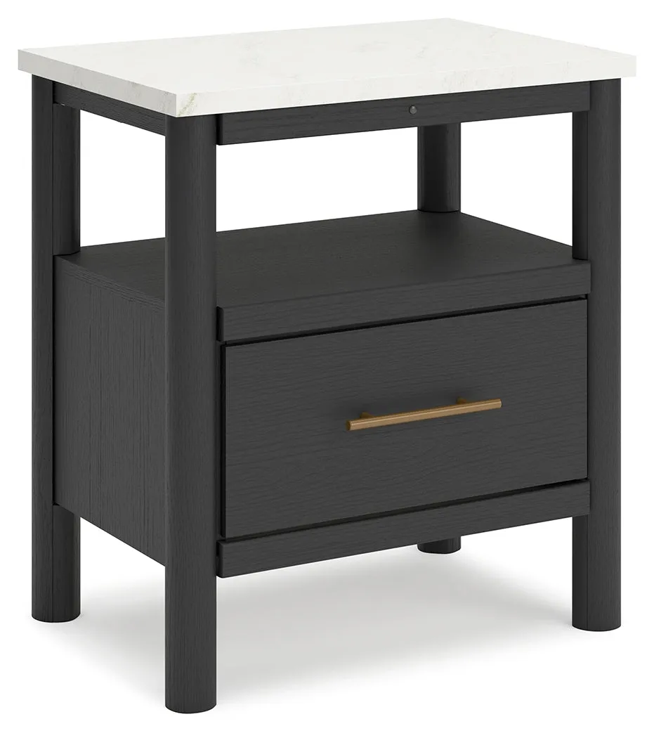 Cadmori Queen Upholstered Bed with 2 Nightstands in Black