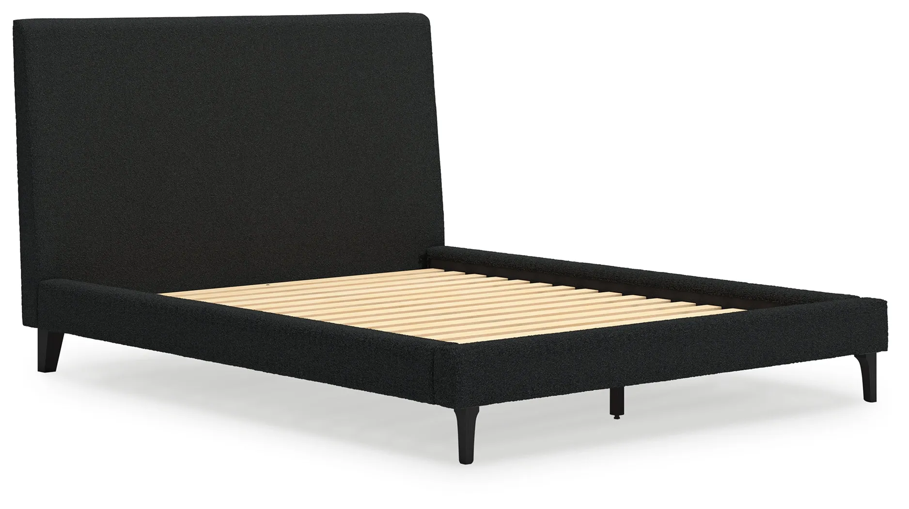 Cadmori Queen Upholstered Bed with 2 Nightstands in Black