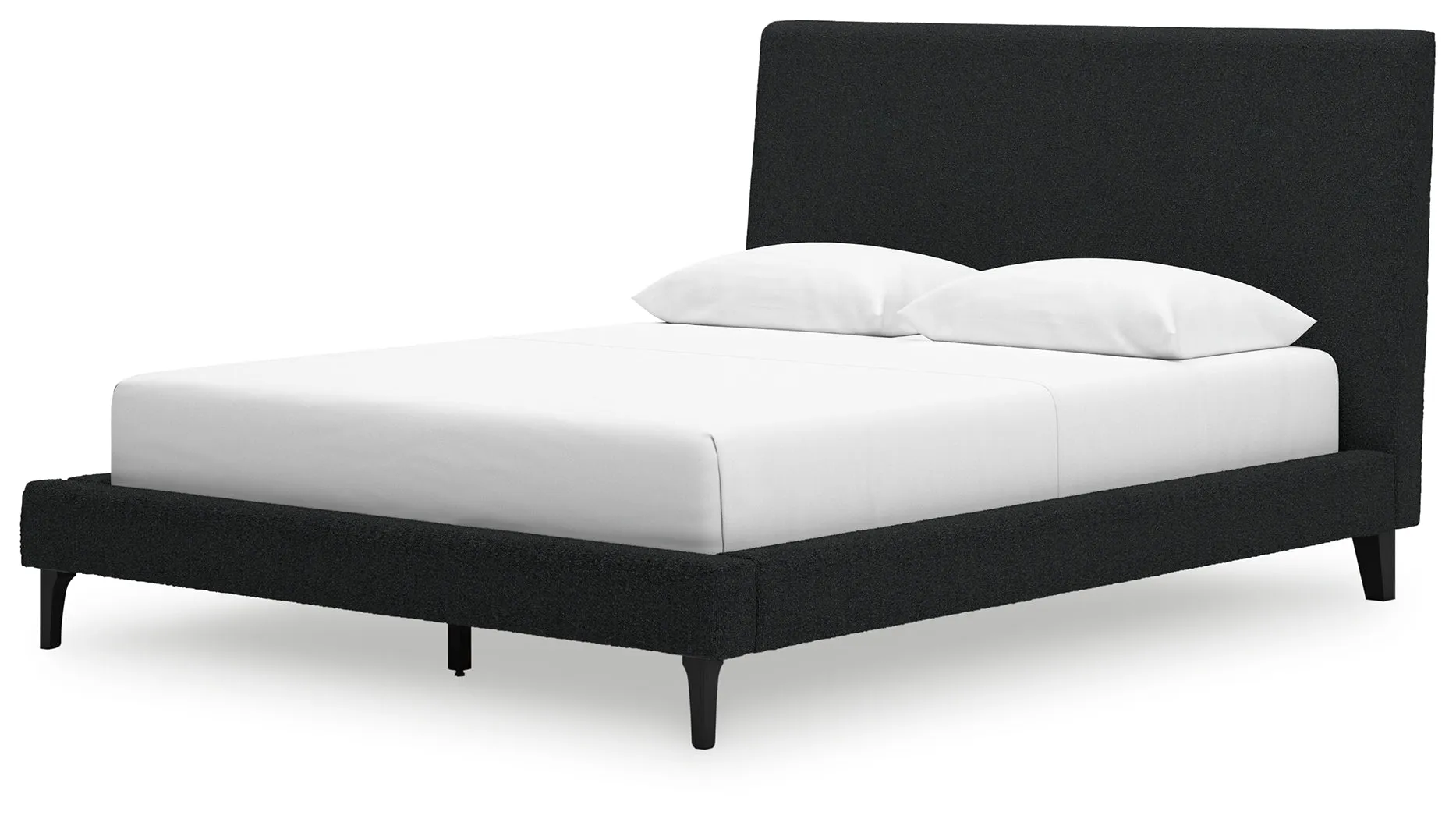 Cadmori Queen Upholstered Bed with 2 Nightstands in Black