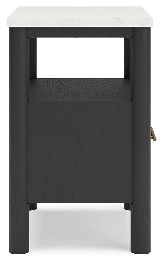 Cadmori Queen Upholstered Bed with 2 Nightstands in Black
