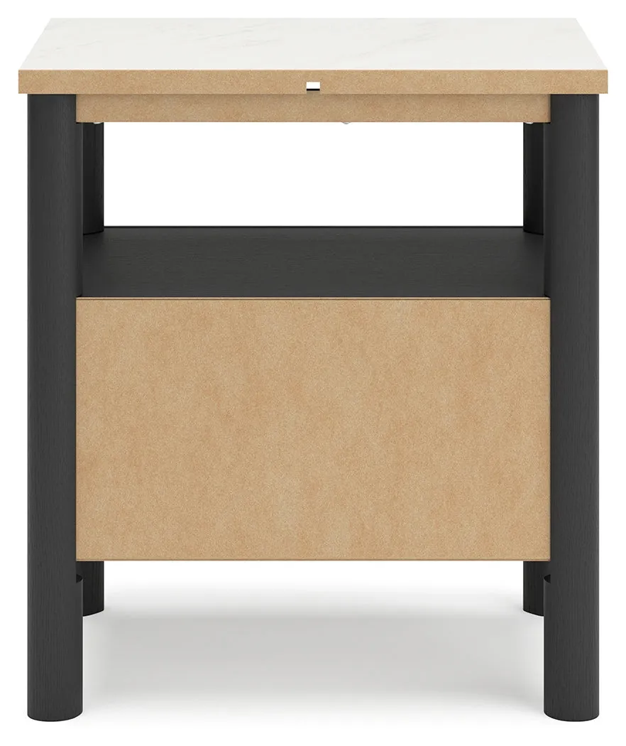 Cadmori Queen Upholstered Bed with 2 Nightstands in Black