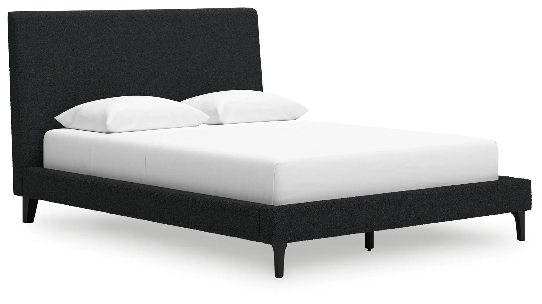 Cadmori Queen Upholstered Bed with 2 Nightstands in Black