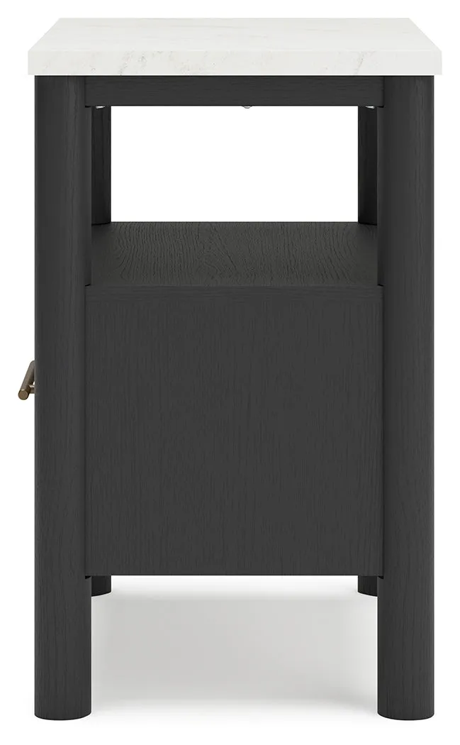 Cadmori Queen Upholstered Bed with 2 Nightstands in Black