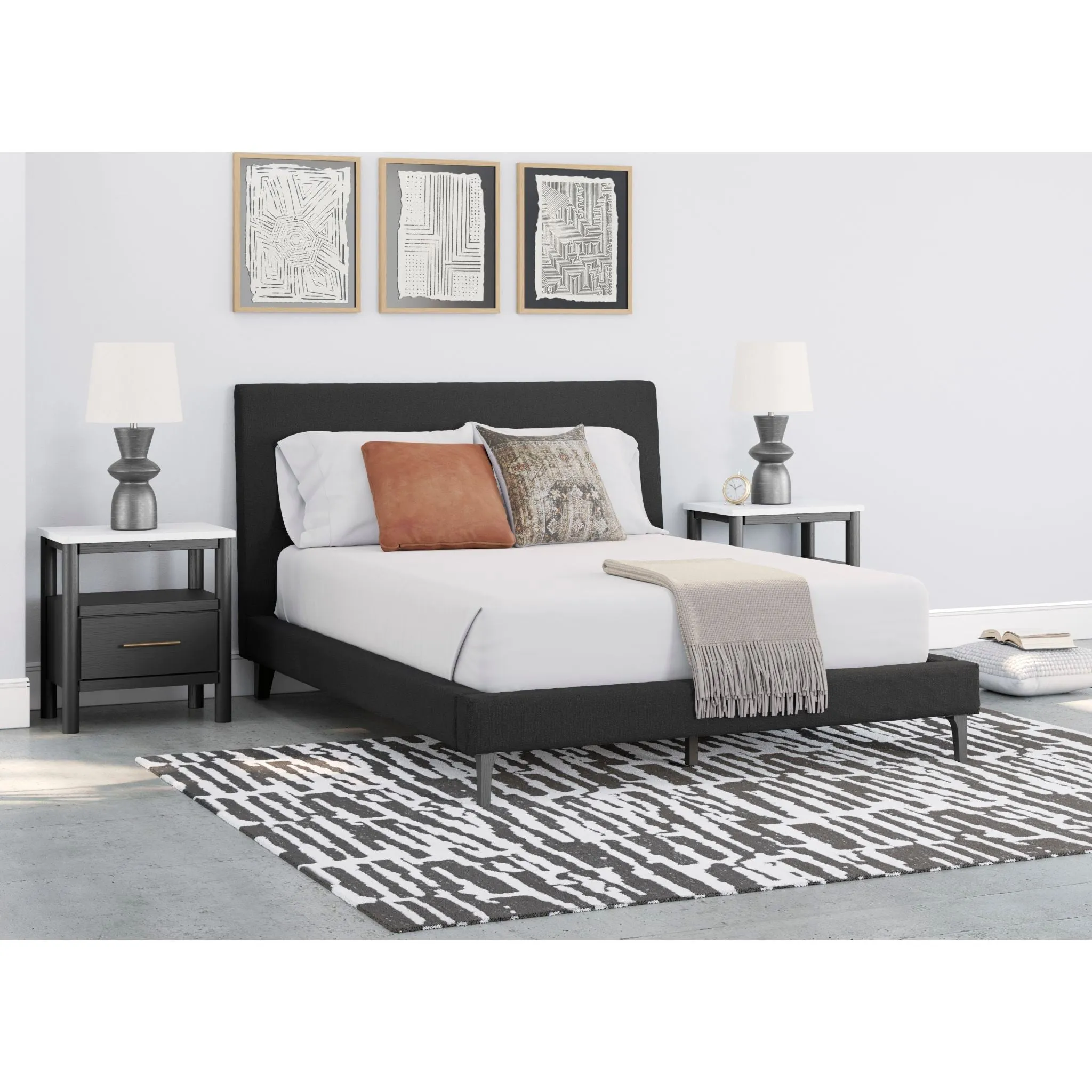 Cadmori Upholstered Bed - Black