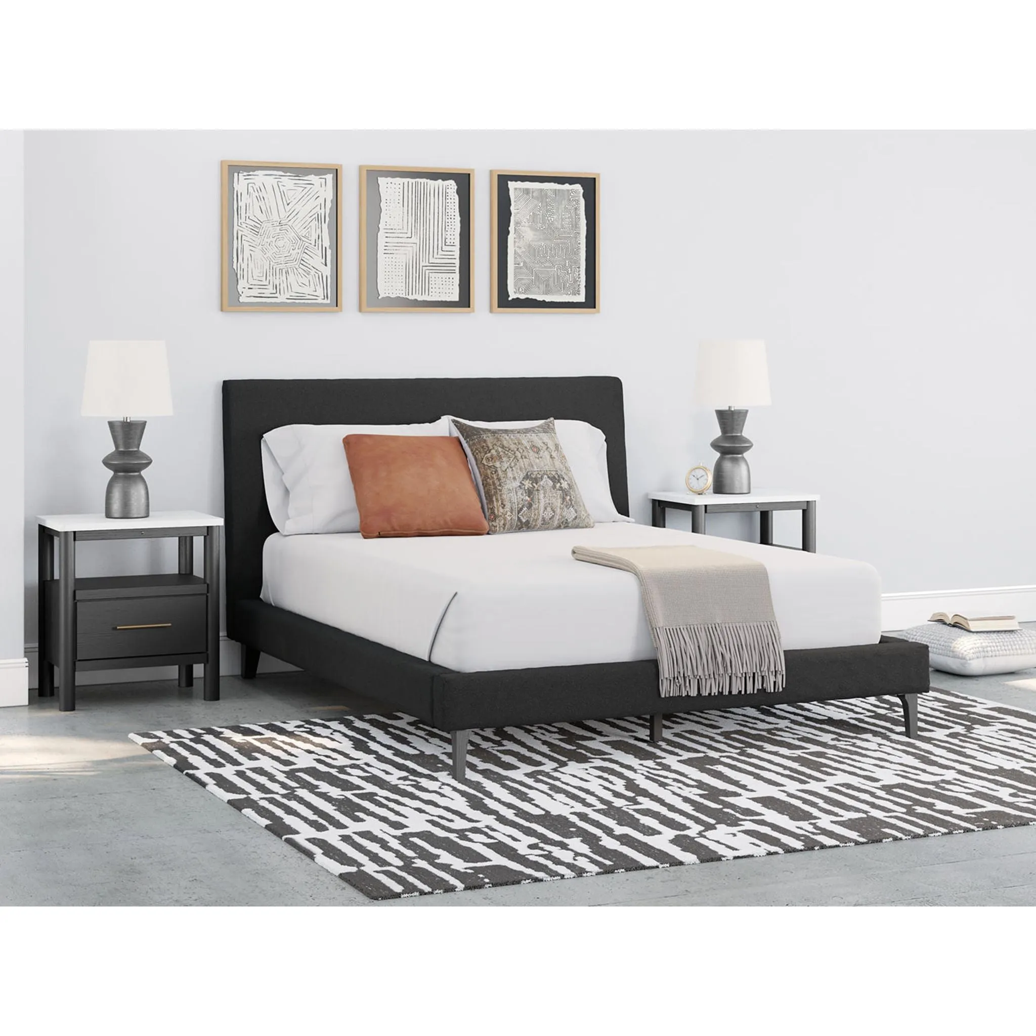 Cadmori Upholstered Bed - Black