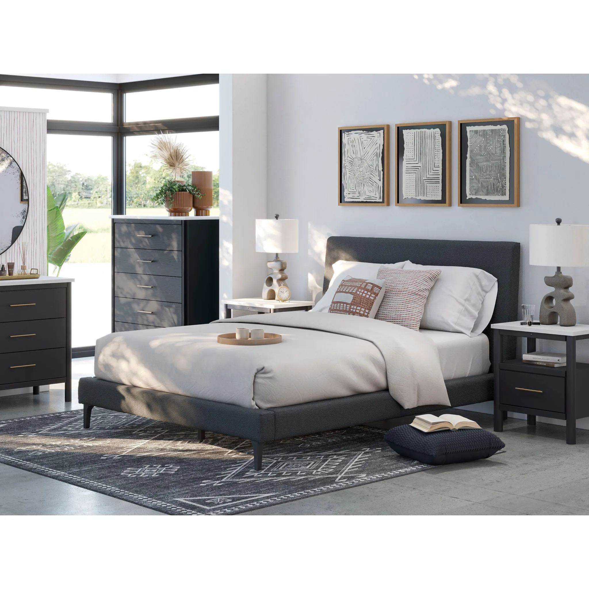Cadmori Upholstered Bed - Black