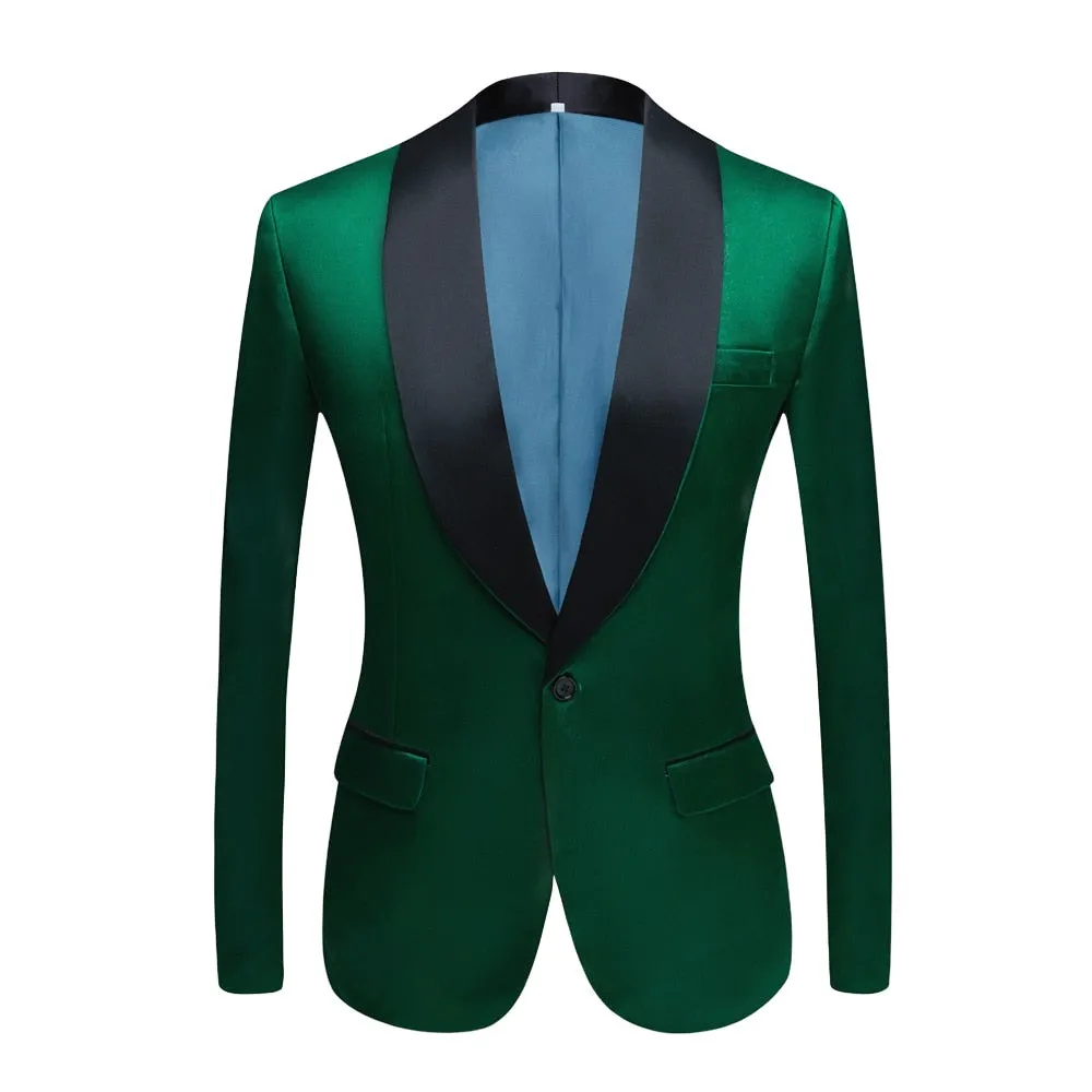 CGSUITS Men's Fashion Luxury Style Jacquard Purple & Black Tuxedo Blazer Suit Jacket