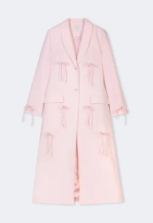 Choice Notched Collar Bow-Detail Coat Pink