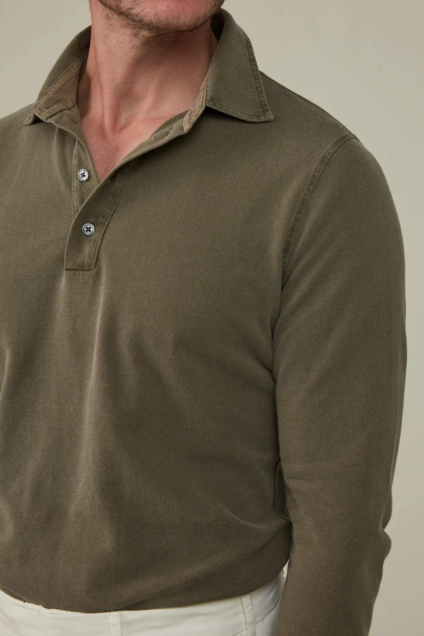 Christian Kimber Hastings Long Sleeve Polo - Olive