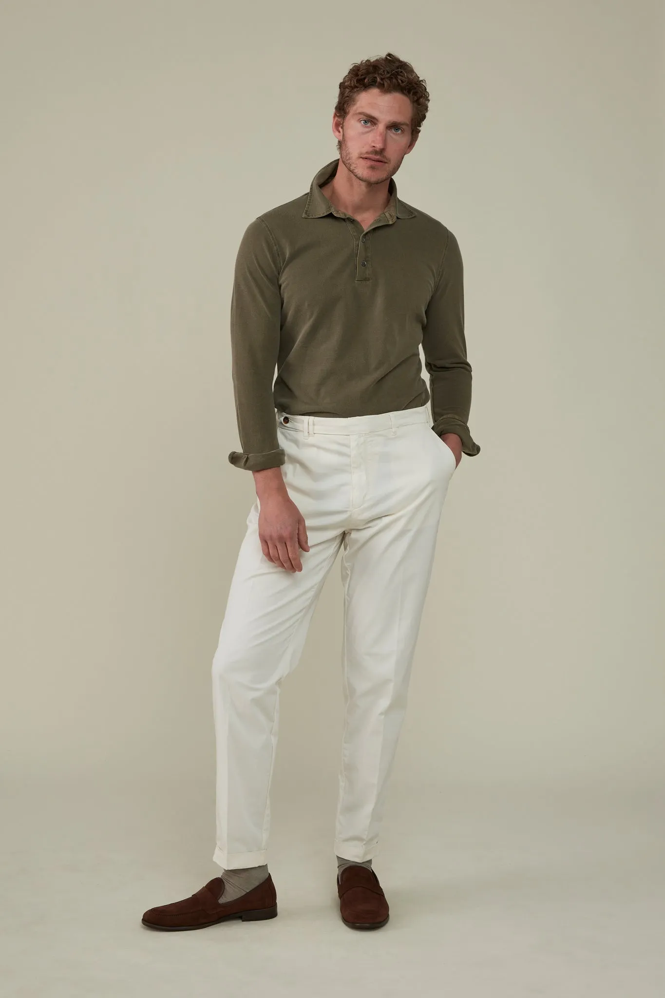 Christian Kimber Hastings Long Sleeve Polo - Olive