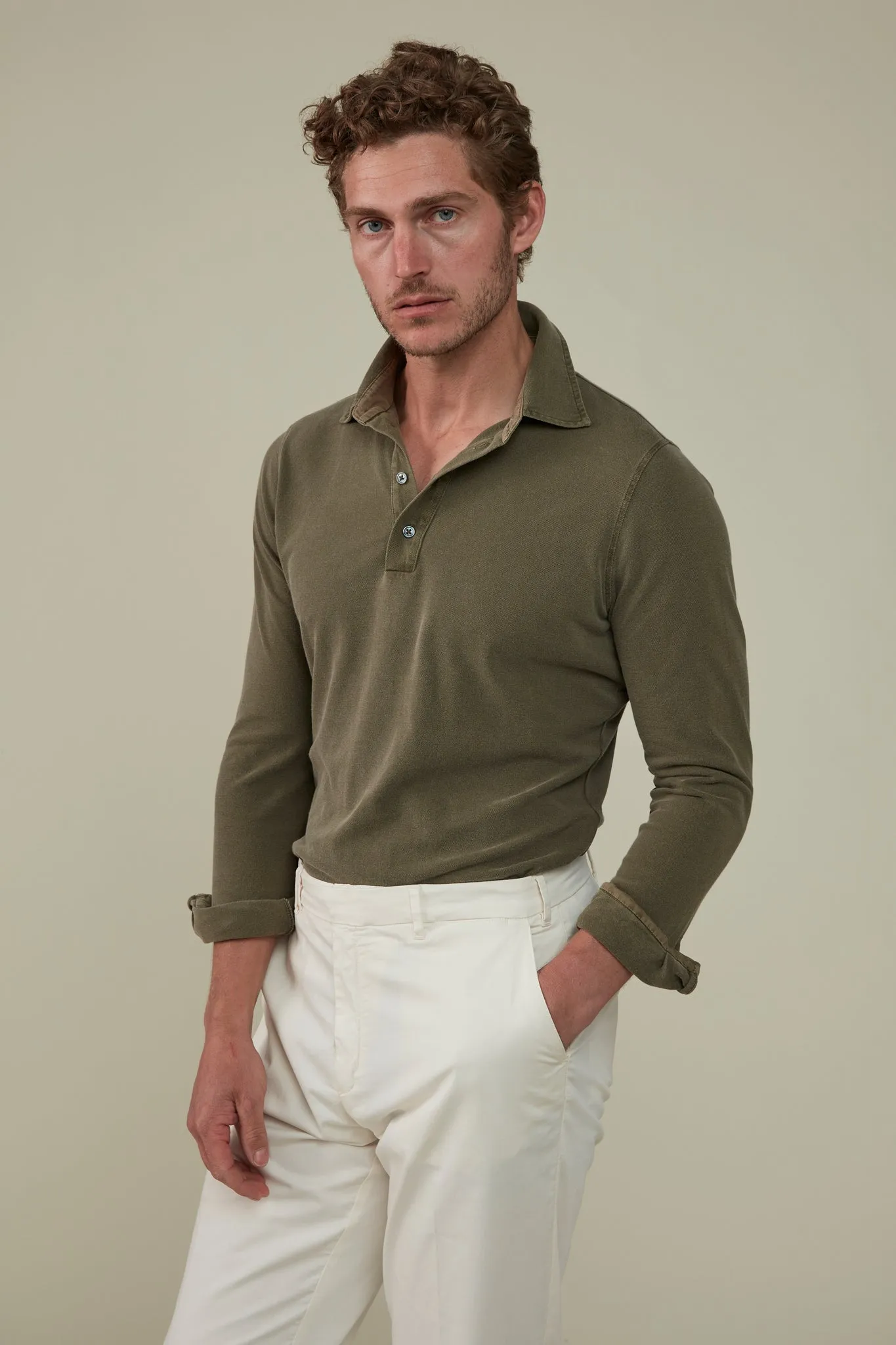 Christian Kimber Hastings Long Sleeve Polo - Olive