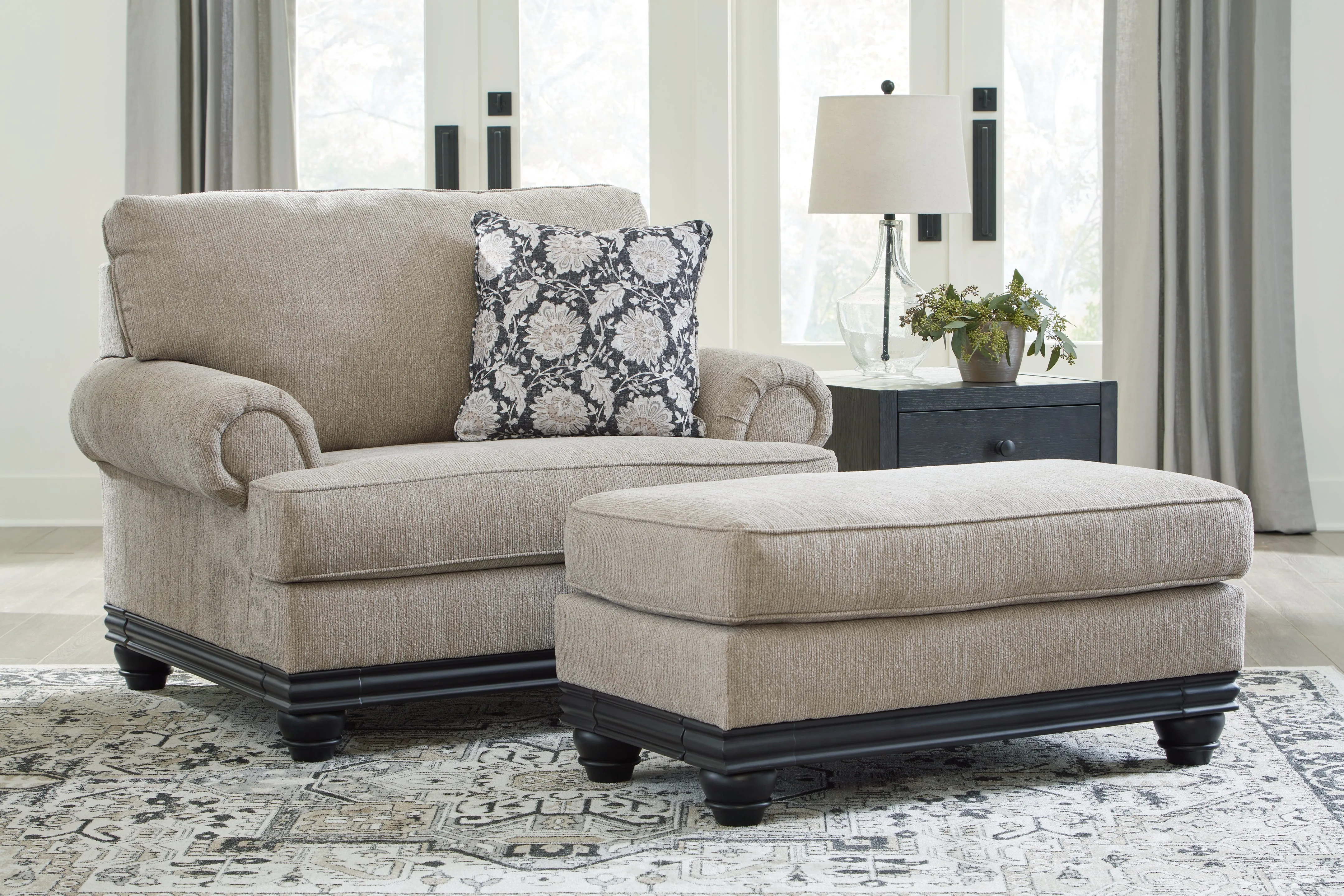 Elbiani Chair and Ottoman in Alloy