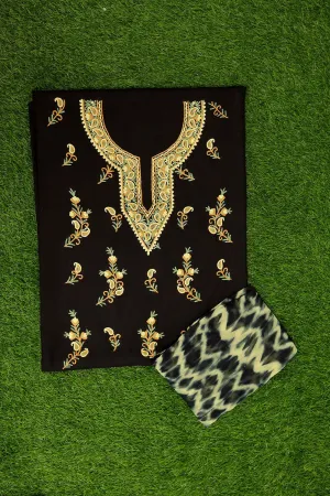 Elegant Black Colour Cotton Suit With Beautiful Kashmiri Embroidery Definitely Add Elegance.