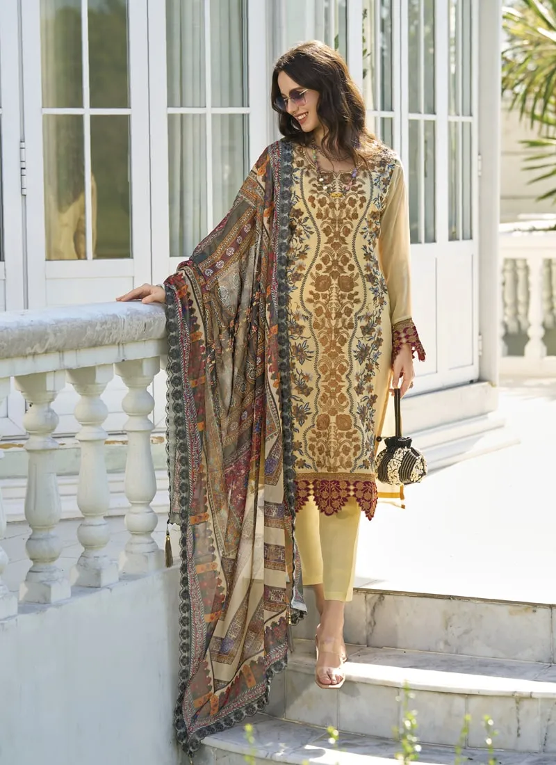 Embroidered Organza Straight Salwar Suit with Silk Bottom