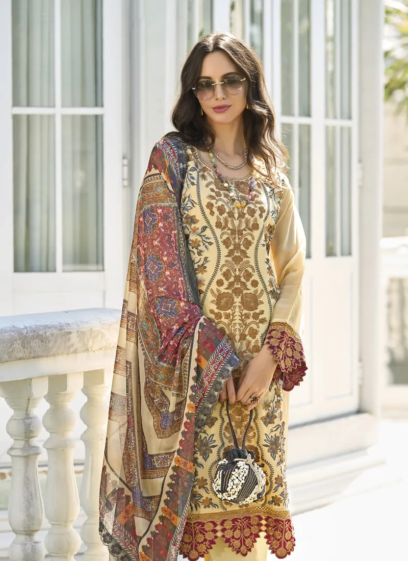 Embroidered Organza Straight Salwar Suit with Silk Bottom
