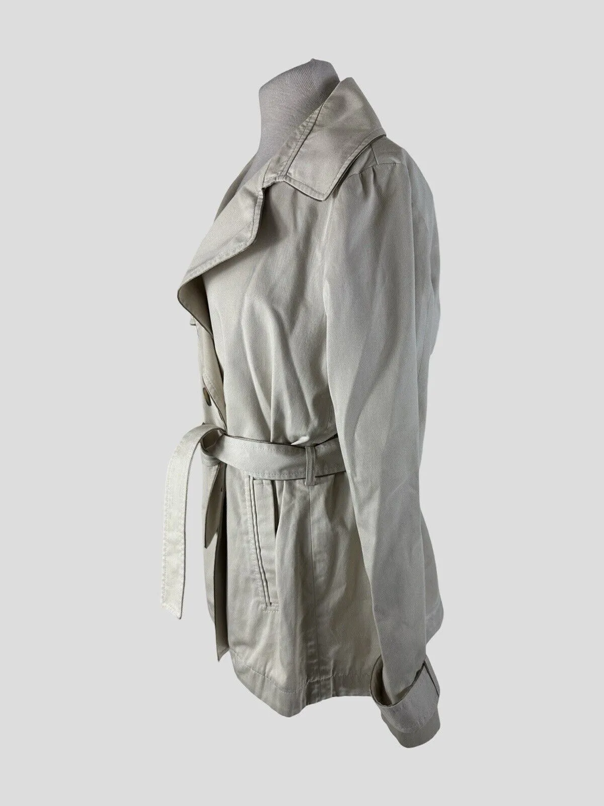 Faconnable cream trench cotton blend belted jacket size UK10/US6