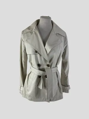 Faconnable cream trench cotton blend belted jacket size UK10/US6