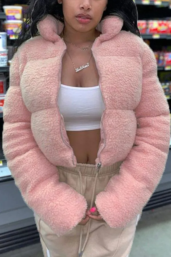 Fashion Warm Solid Color Outerwear